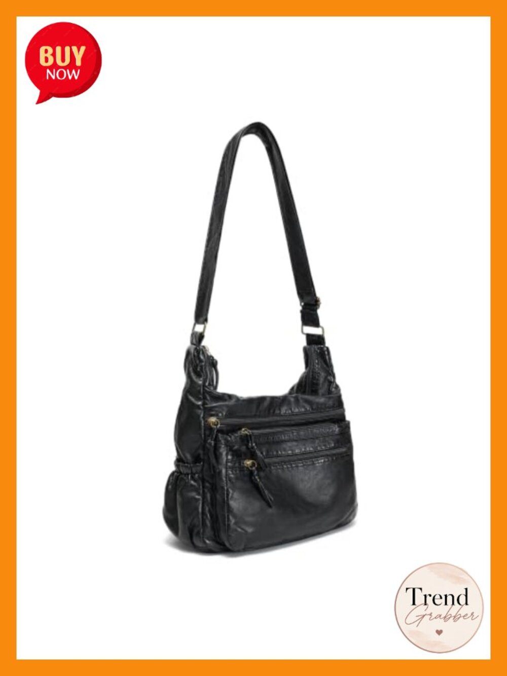 Multi-Pocket Hobo Shoulder Bag Soft Faux Leather Crossbody for Women